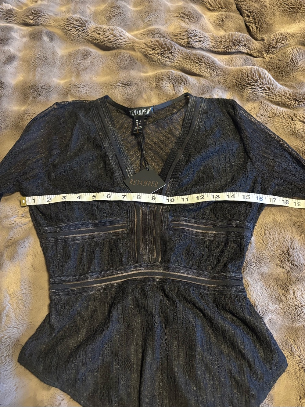 Revamped, black lace longsleeve bodysuit - Picture 8 of 9